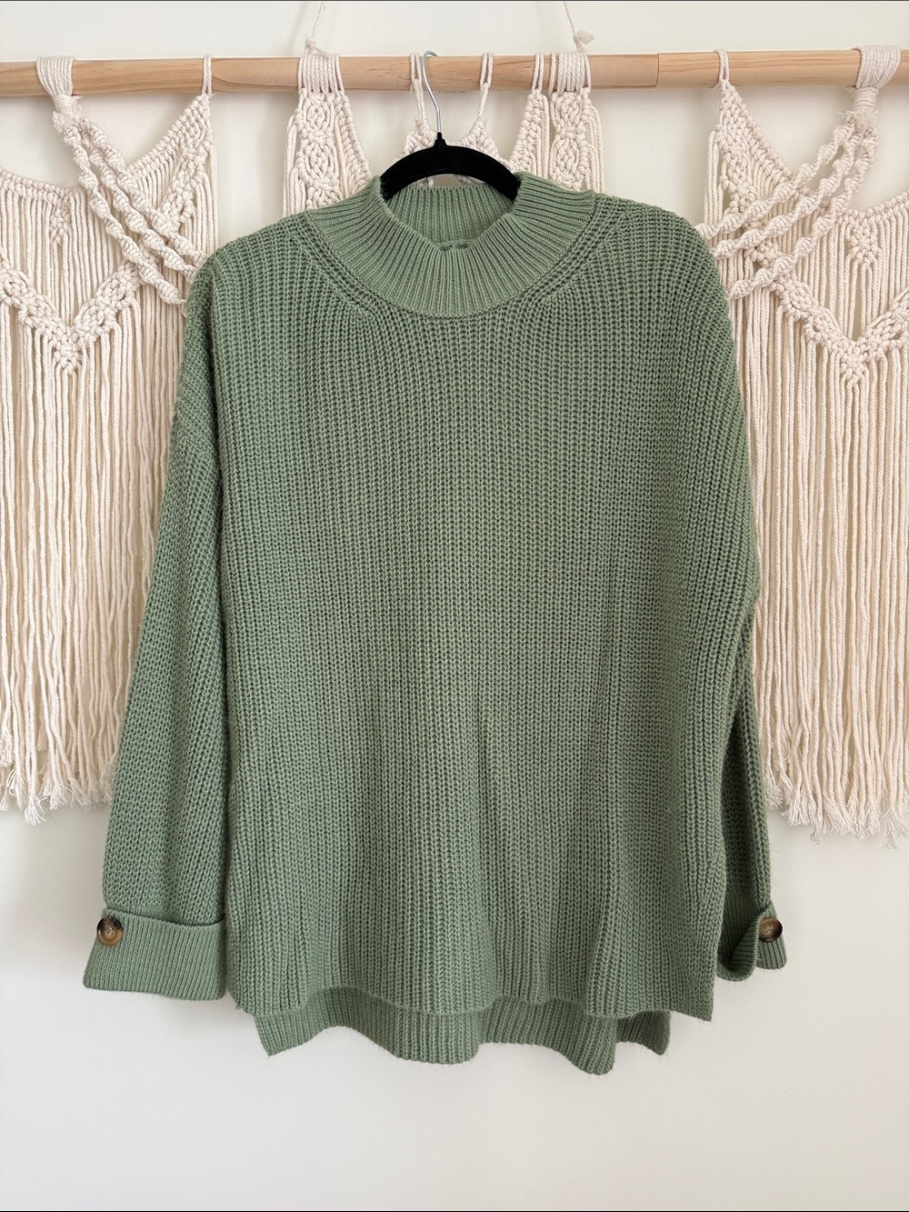 Olive Green Ribbed Mock Neck Women's Sweater